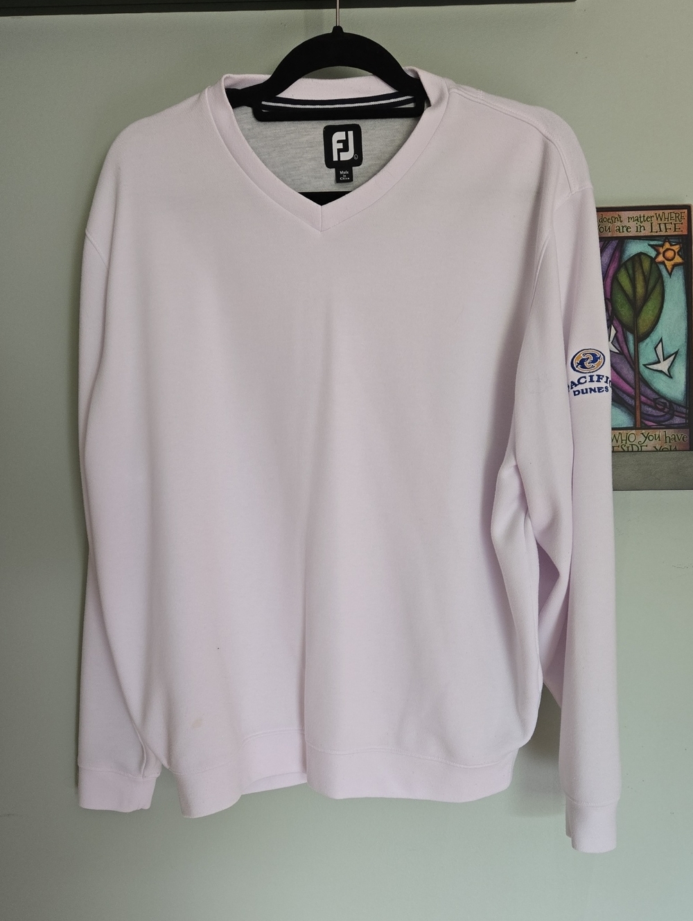 FootJoy Pacific Dunes White V-Neck Pullover Golf Sweatshirt Sx LG